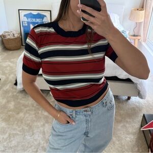 Zara stripes Short Sleeve Top - Red, Blue, White